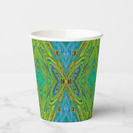 Trippy Chartreuse en Blauwe Abstracte Vlinder Papieren Bekers