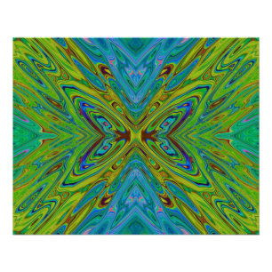 Trippy Chartreuse en Blauwe Abstracte Vlinder Perfect Poster
