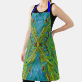 Trippy Chartreuse en Blauwe Abstracte Vlinder Schort (Insitu)