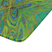 Trippy Chartreuse en Blauwe Abstracte Vlinder Snijplank (Hoek)