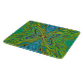 Trippy Chartreuse en Blauwe Abstracte Vlinder Snijplank (Hoek)