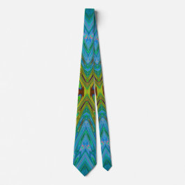 Trippy Chartreuse en Blauwe Abstracte Vlinder Stropdas