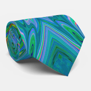 Trippy Chartreuse en Blauwe Abstracte Vlinder Stropdas