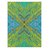 Trippy Chartreuse en Blauwe Abstracte Vlinder Tafelkleed (Voorkant)