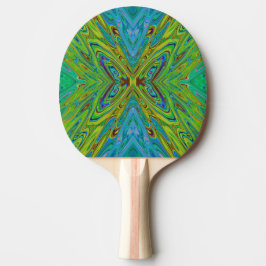 Trippy Chartreuse en Blauwe Abstracte Vlinder Tafeltennisbatje