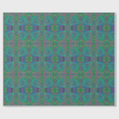 Trippy Chartreuse en Blauwe Retro Vloeibare Draaik Cadeaupapier (Vlak)