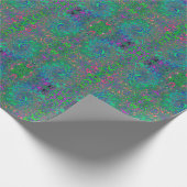 Trippy Chartreuse en Blauwe Retro Vloeibare Draaik Cadeaupapier (Hoek)