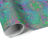 Trippy Chartreuse en Blauwe Retro Vloeibare Draaik Cadeaupapier (Rol Hoek)