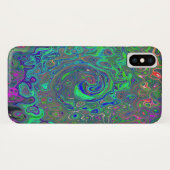 Trippy Chartreuse en Blauwe Retro Vloeibare Draaik Case-Mate iPhone Case (Achterkant (horizontaal))