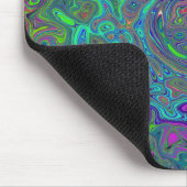 Trippy Chartreuse en Blauwe Retro Vloeibare Draaik Muismat (Hoek)