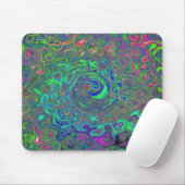 Trippy Chartreuse en Blauwe Retro Vloeibare Draaik Muismat (Met muis)
