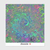 Trippy Chartreuse en Blauwe Retro Vloeibare Draaik Sticker (Vel)