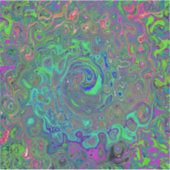 Trippy Chartreuse en Blauwe Retro Vloeibare Draaik Sticker (Voorkant)