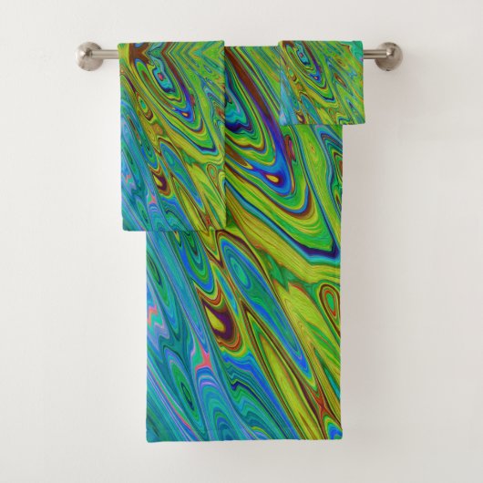 Trippy Chartreuse en Blue Abstract Butterfly Bad Handdoek (Insitu)
