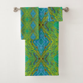 Trippy Chartreuse en Blue Abstract Butterfly Bad Handdoek