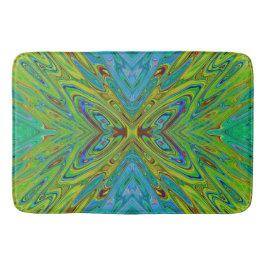 Trippy Chartreuse en Blue Abstract Butterfly Badmat