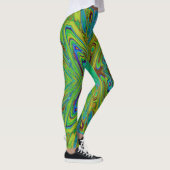Trippy Chartreuse en Blue Abstract Butterfly Leggings (Rechts)