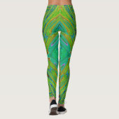Trippy Chartreuse en Blue Abstract Butterfly Leggings (Achterkant)
