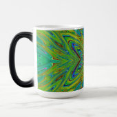 Trippy Chartreuse en Blue Abstract Butterfly Magische Mok (Links)