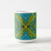 Trippy Chartreuse en Blue Abstract Butterfly Magische Mok (Midden)