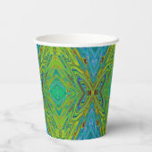 Trippy Chartreuse en Blue Abstract Butterfly Papieren Bekers (Achterkant)
