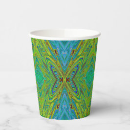 Trippy Chartreuse en Blue Abstract Butterfly Papieren Bekers