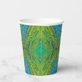 Trippy Chartreuse en Blue Abstract Butterfly Papieren Bekers (Rechts)