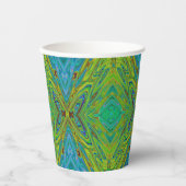 Trippy Chartreuse en Blue Abstract Butterfly Papieren Bekers (Voorkant)