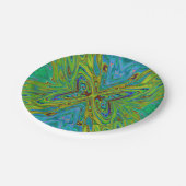 Trippy Chartreuse en Blue Abstract Butterfly Papieren Bordje (Gekanteld)