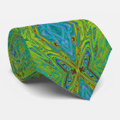 Trippy Chartreuse en Blue Abstract Butterfly Stropdas (Opgerold)