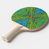 Trippy Chartreuse en Blue Abstract Butterfly Tafeltennisbatje (Voorkant Gekanteld)