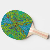 Trippy Chartreuse en Blue Abstract Butterfly Tafeltennisbatje (Zijkant)