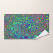 Trippy Chartreuse en Blue Retro Liquid Swirl Bad Handdoek (Handdoek)