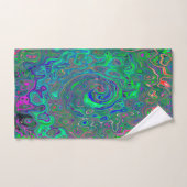 Trippy Chartreuse en Blue Retro Liquid Swirl Bad Handdoek (Handdoek)