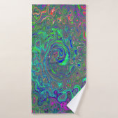Trippy Chartreuse en Blue Retro Liquid Swirl Badhanddoek (Badhanddoek)