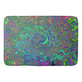 Trippy Chartreuse en Blue Retro Liquid Swirl Badmat