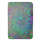 Trippy Chartreuse en Blue Retro Liquid Swirl Badmat (Voorkant Verticaal)