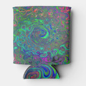 Trippy Chartreuse en Blue Retro Liquid Swirl Blikjeskoeler (Voorkant)