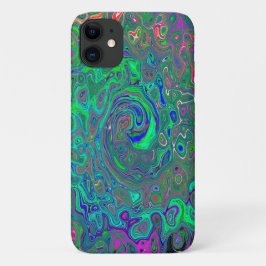 Trippy Chartreuse en Blue Retro Liquid Swirl Case-Mate iPhone Case
