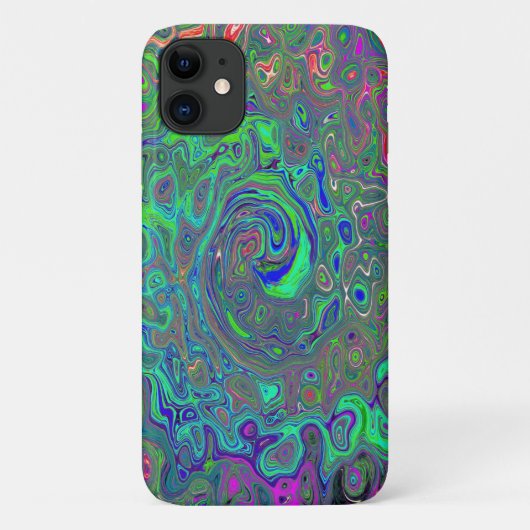 Trippy Chartreuse en Blue Retro Liquid Swirl Case-Mate iPhone Case (Achterkant)