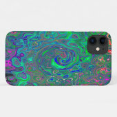 Trippy Chartreuse en Blue Retro Liquid Swirl Case-Mate iPhone Case (Achterkant (horizontaal))