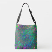 Trippy Chartreuse en Blue Retro Liquid Swirl Crossbody Tas (Achterkant)