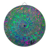 Trippy Chartreuse en Blue Retro Liquid Swirl Dartbord (Voorkant)