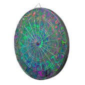 Trippy Chartreuse en Blue Retro Liquid Swirl Dartbord (Voorkant Rechts)