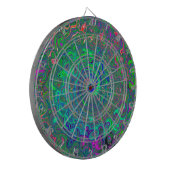 Trippy Chartreuse en Blue Retro Liquid Swirl Dartbord (Voorkant Links)