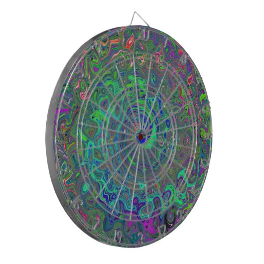 Trippy Chartreuse en Blue Retro Liquid Swirl Dartbord (Voorkant Links)