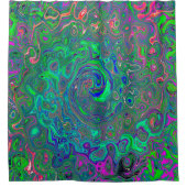 Trippy Chartreuse en Blue Retro Liquid Swirl Douchegordijn (Voorkant)