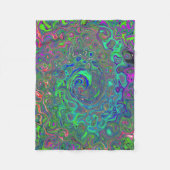 Trippy Chartreuse en Blue Retro Liquid Swirl Fleece Deken (Voorkant)