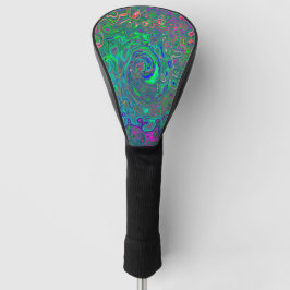 Trippy Chartreuse en Blue Retro Liquid Swirl Golfheadcover