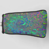 Trippy Chartreuse en Blue Retro Liquid Swirl Golfheadcover (Voorkant)